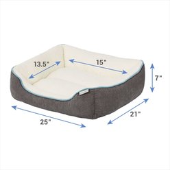 Frisco Sherpa Rectangular Bolster Dog Bed, Gray, Medium slide 2 of 5