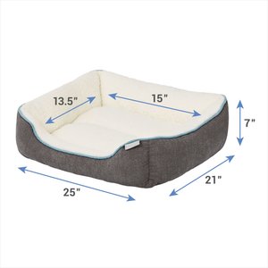 Frisco Sherpa Bolster Cat & Dog Bed, Gray, Medium