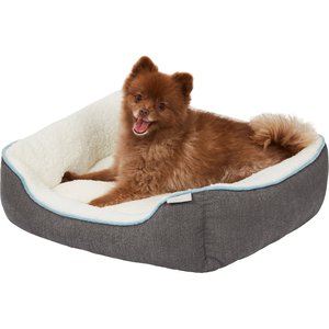 Frisco Sherpa Bolster Cat & Dog Bed, Gray, Medium