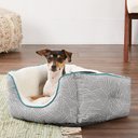 Frisco Sherpa High-Walled Bolster Cat & Dog Bed, Light Gray Basket Weave Print, X-Small