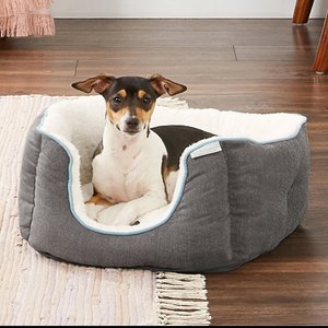 Frisco Square Deep Bolster Dog Bed, Gray, X-Small