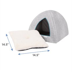 Frisco Igloo Covered Cat & Dog Bed, Gray Basket Weave Print slide 2 of 6