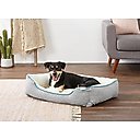 Frisco Sherpa Rectangular Bolster Cat & Dog Bed, Gray Basket Weave Print, Large