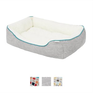 Frisco Sherpa Bolster Cat & Dog Bed, Light Gray Basketweave, Large