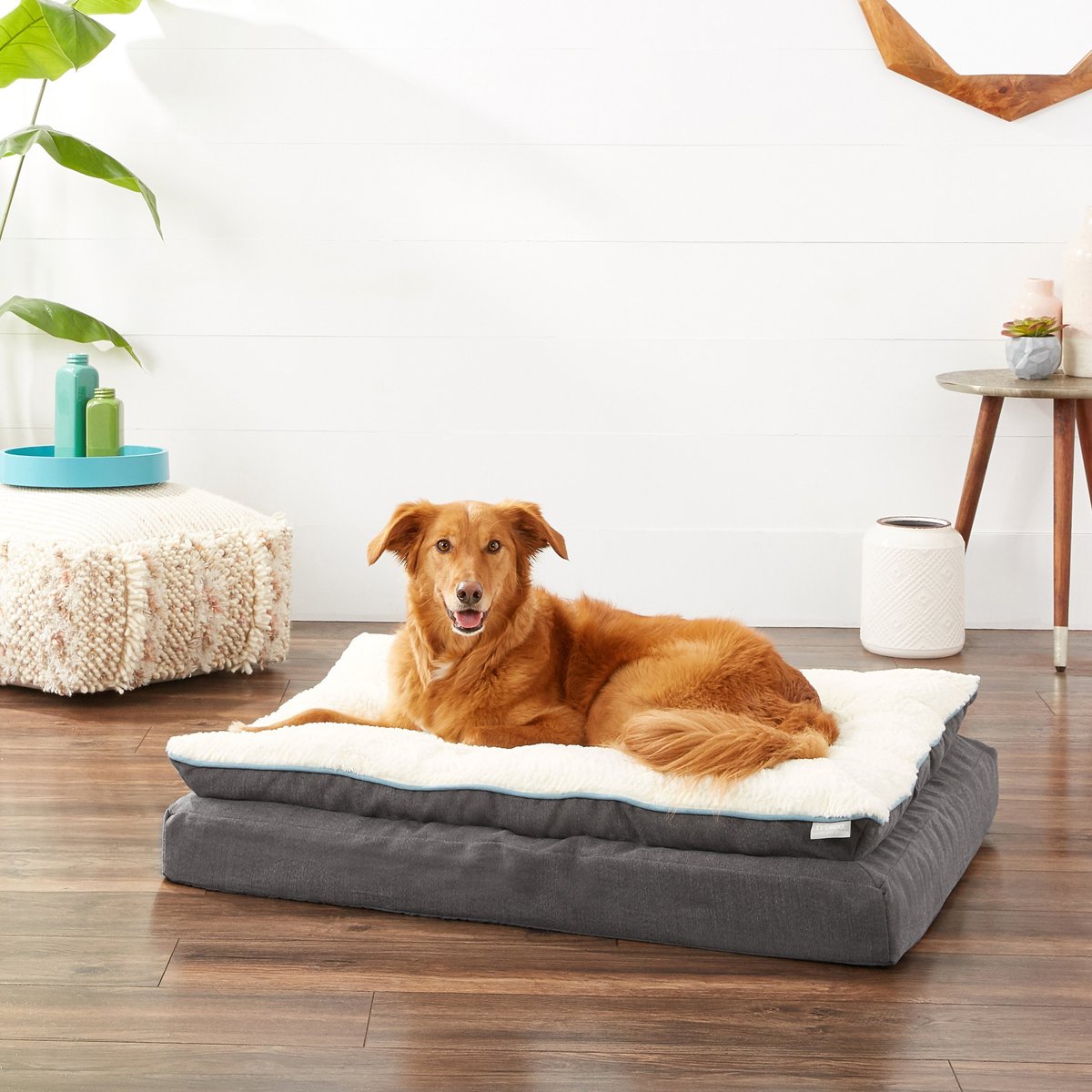 FRISCO Plush Orthopedic Pillowtop Dog Bed w/Removable Cover, Gray, X