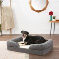 Frisco Plush Orthopedic Front Bolster Cat & Dog Bed w/Removable Cover, Gray, Large