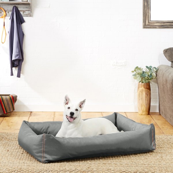 Frisco Rectangular Bolster Dog Bed w/Removable Cover, Dark Gray, X-Large slide 1 of 5