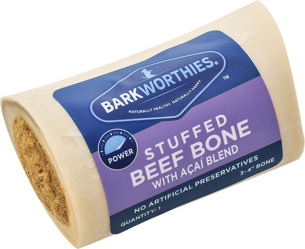 Barkworthies Shin Bone Stuffed with Acai Blend Dog Treat, 3 - 4 in slide 1 of 6