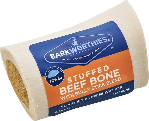Barkworthies Shin Bone Stuffed with Bully Stick Blend Dog Treat, 3 - 4 in slide 1 of 6