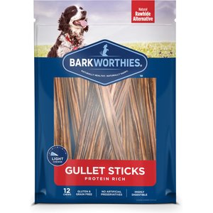 Barkworthies 6" Gullet Stick Dog Treats, 12 count