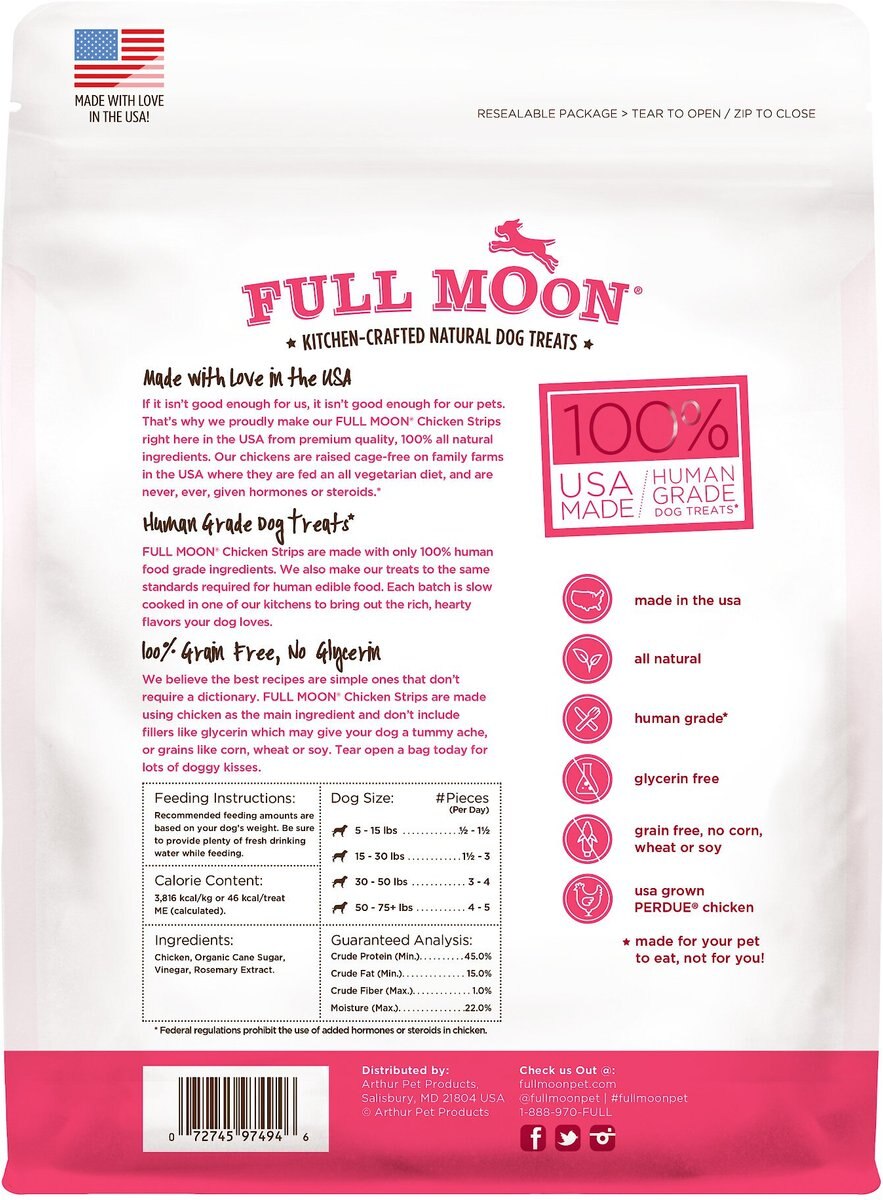 FULL MOON Chicken Strips GrainFree Dog Treats, 24oz bag