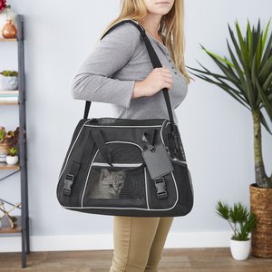 Frisco Basic Dog & Cat Carrier Bag, Black, Gray Trim, Small/Medium