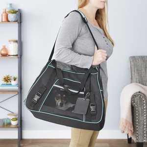 Frisco Basic Dog & Cat Carrier Bag, Black, Medium/Large, Teal Trim