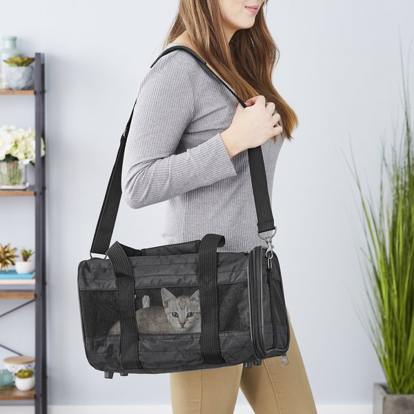 Frisco Premium Travel Bag Dog & Cat Carrier, Black, Small slide 1 of 9