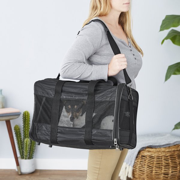 Frisco Premium Travel Bag Dog & Cat Carrier, Black, Large slide 1 of 9