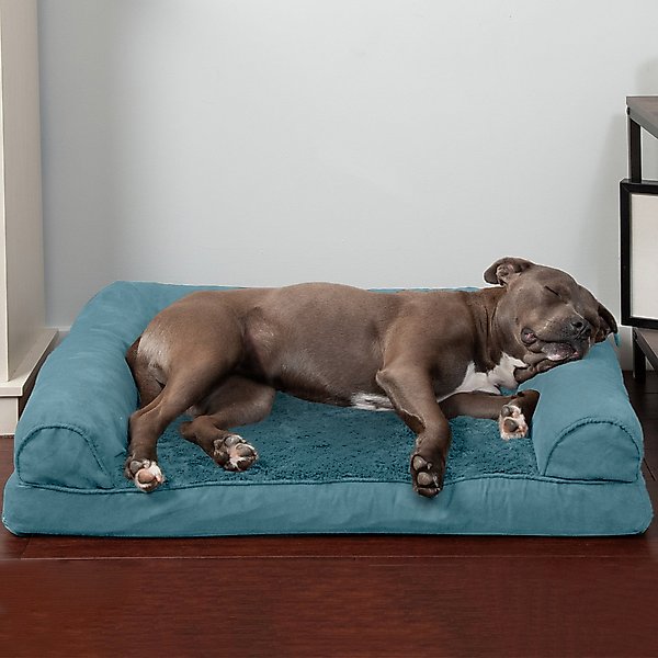 FurHaven Plush & Suede Orthopedic Sofa Cat & Dog Bed, Deep Pool, Large slide 1 of 10