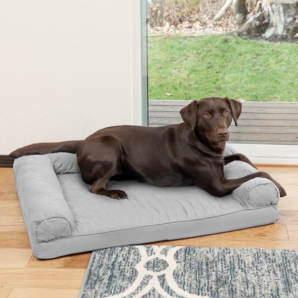 FurHaven Quilted Orthopedic Sofa Cat & Dog Bed w/ Removable Cover, Large, Silver Gray slide 1 of 10