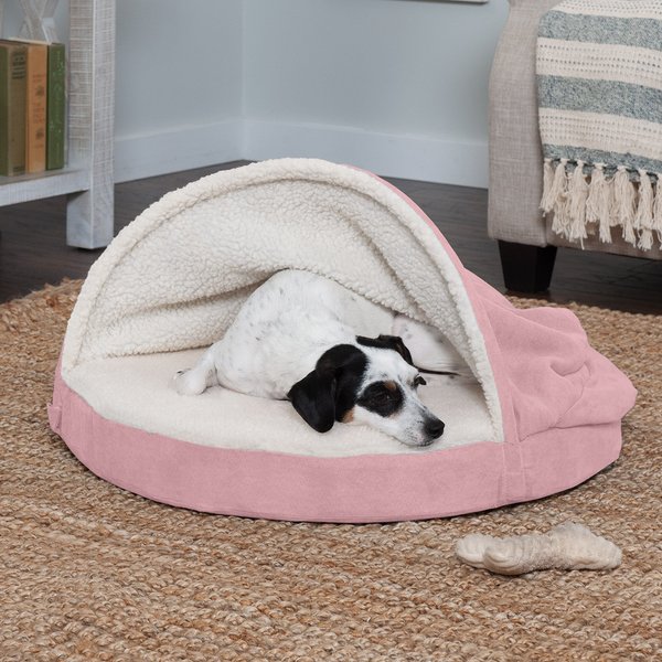 FurHaven Faux Sheepskin Snuggery Orthopedic Cat & Dog Bed w/Removable Cover, Pink, 26-in slide 1 of 10