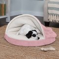 FurHaven Faux Sheepskin Snuggery Orthopedic Cat & Dog Bed w/Removable Cover, Pink, 26-in
