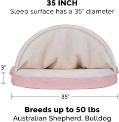 FurHaven Faux Sheepskin Snuggery Orthopedic Cat & Dog Bed with Removable Cover, Pink, 35-in slide 2 of 9