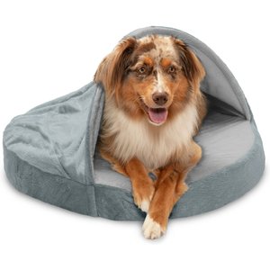FurHaven Microvelvet Snuggery Orthopedic Cat & Dog Bed w/Removable Cover, Gray, 26-in