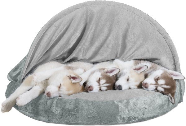 FurHaven Microvelvet Snuggery Orthopedic Cat & Dog Bed with Removable Cover, Gray, 35-in slide 1 of 10