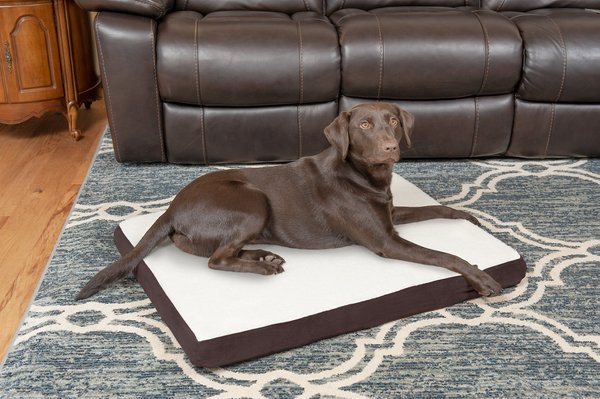 FurHaven Faux Sheepskin & Suede Deluxe Orthopedic Cat & Dog Bed w/Removable Cover, Large, Espresso slide 1 of 10