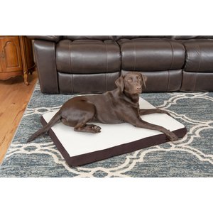 FurHaven Faux Sheepskin & Suede Deluxe Orthopedic Cat & Dog Bed w/Removable Cover, Large, Espresso