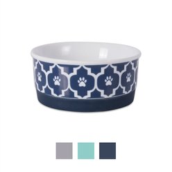 Bone Dry Lattice Non-Skid Ceramic Dog & Cat Bowl, 0.75-cup