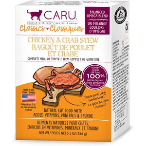 CARU Classic Chicken & Crab Stew Grain-Free Wet Cat Food, 5.5-oz, case of  12 