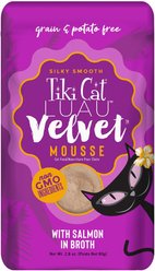 Tiki Cat Velvet Mousse Salmon Grain-Free Wet Cat Food, 2.8-oz pouch, case of 12