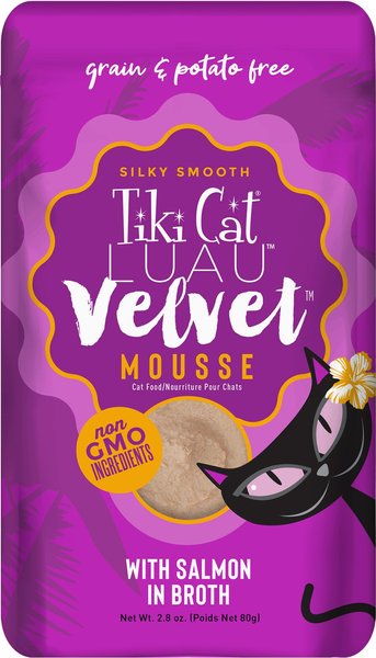 Tiki Cat Velvet Mousse Salmon Grain-Free Wet Cat Food, 2.8-oz pouch, case of 12 slide 1 of 8