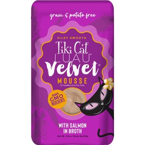 Tiki Cat Luau Velvet Mousse Salmon Grain-Free Wet Cat Food, 2.8-oz pouch, case of 12