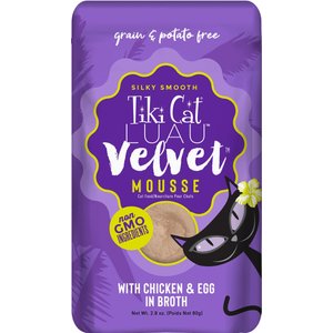 Tiki Cat Luau Velvet Mousse Chicken & Egg Grain-Free Wet Cat Food, 2.8-oz pouch, case of 12
