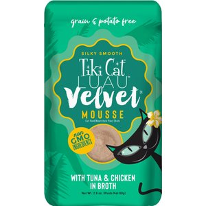 Tiki Cat Velvet Mousse Tuna & Chicken Grain-Free Wet Cat Food, 2.8-oz pouch, case of 12