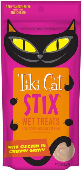 Tiki Cat Stix Chicken Grain-Free Cat Food Topper, 3-oz pouch, pack of 6 slide 1 of 7
