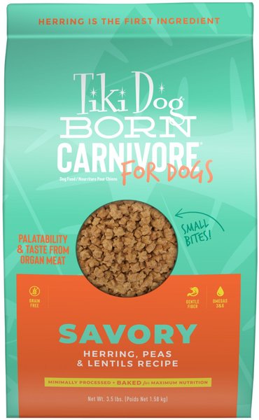 Tiki Dog Born Carnivore Savory Herring Peas Lentils Baked Dry Dog Food