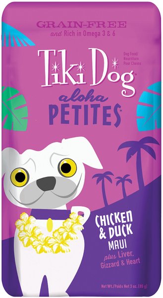 Tiki Dog Aloha Petites Chicken & Duck Maui Grain-Free Dog Food, 3.5-oz pouch, case of 12 slide 1 of 10