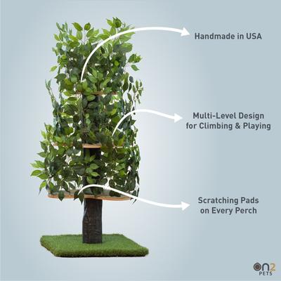 Show full view: On2Pets 60-in Large Square Modern Cat Tree, Green slide 3 of 11