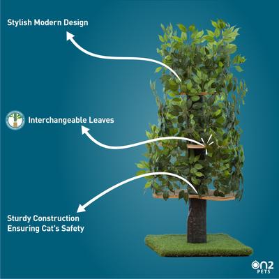 Show full view: On2Pets 60-in Large Square Modern Cat Tree, Green slide 4 of 11