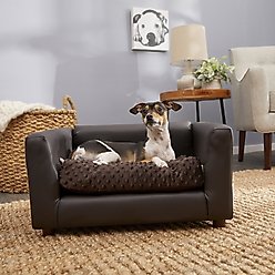 Keet Fluffly Deluxe Sofa Dog Bed with Removable Cover, Chocolate, Small