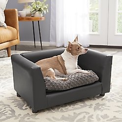 Keet Fluffly Deluxe Sofa Dog Bed with Removable Cover, Charcoal, Small