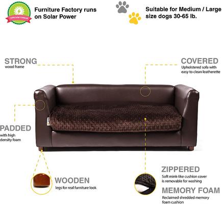 Show full view: Keet Fluffly Deluxe Sofa Dog Bed with Removable Cover, Chocolate, Large slide 5 of 8