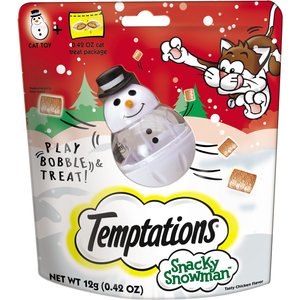 Temptations Snacky Snowman Cat Treat Toy, 0.42-oz treat pack