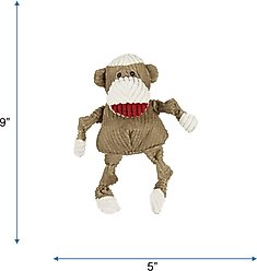 HuggleHounds Mr. Sock Monkey Durable Plush Corduroy Knottie Squeaky Dog Toy, Small slide 2 of 9
