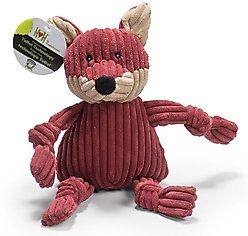 HuggleHounds Woodlands Durable Plush Corduroy Knottie Fox Squeaky Dog Toy, Large