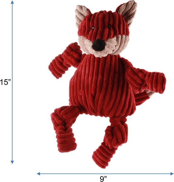 HuggleHounds Woodlands Durable Plush Corduroy Knottie Fox Squeaky Dog Toy