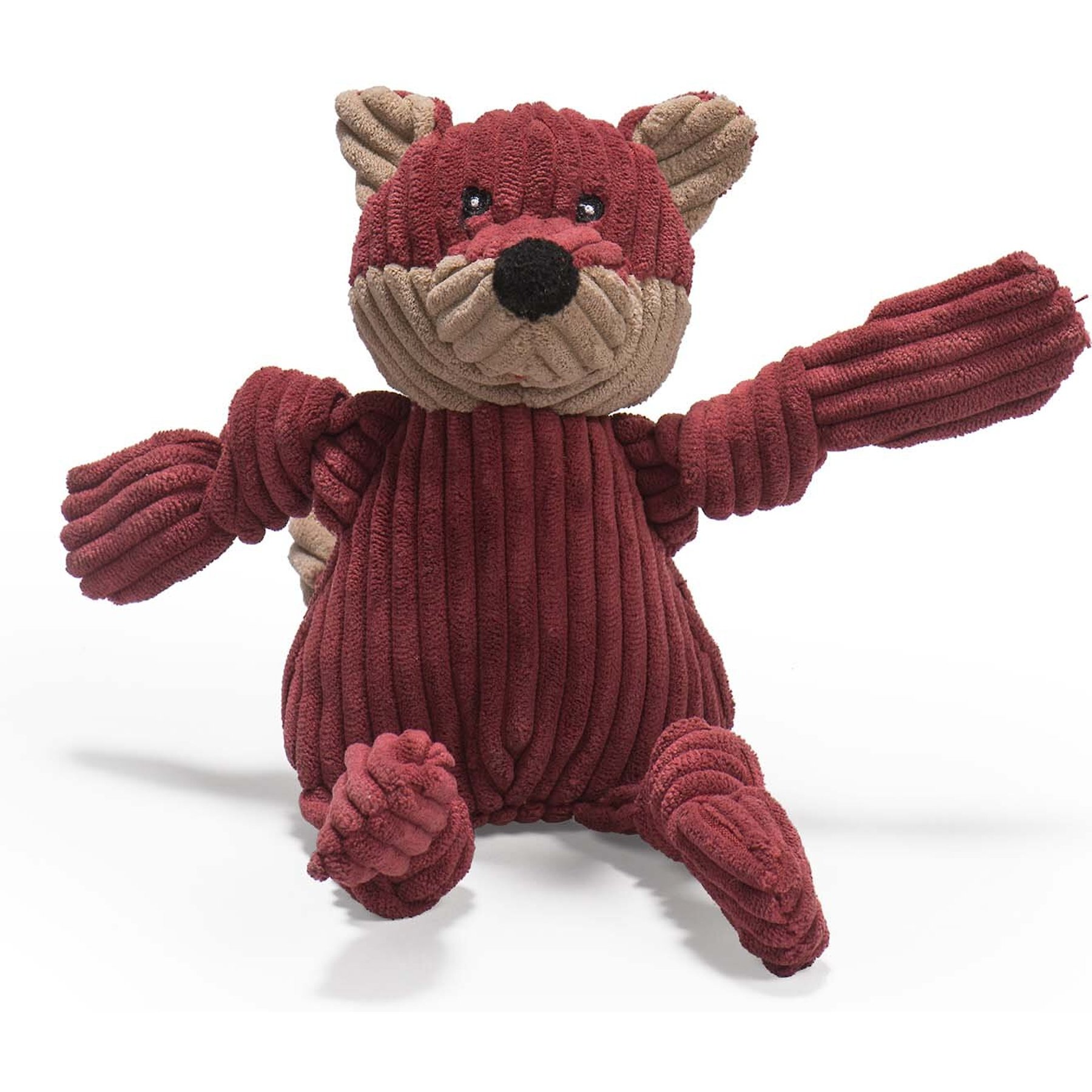 HuggleHounds HuggleHounds Woodlands Durable Plush Corduroy Knottie Fox Squeaky Dog Toy, Small