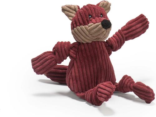 Show full view: HuggleHounds Woodlands Durable Plush Corduroy Knottie Fox Squeaky Dog Toy, Small slide 4 of 11