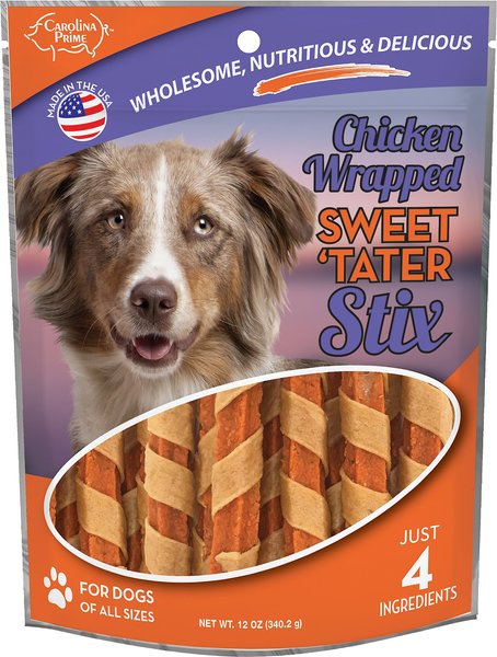 Carolina Prime Pet Chicken Wrapped Sweet 'Tater Stix Dehydrated Dog Treats, 12-oz bag slide 1 of 3